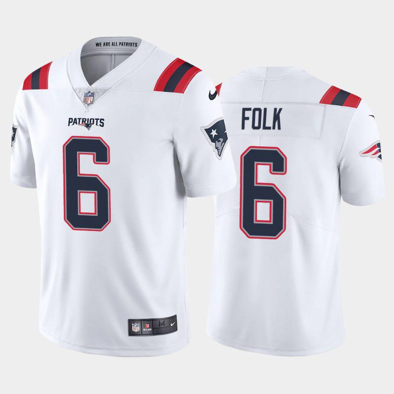 Men New England Patriots #6 Nick Folk Nike White Vapor Limited NFL Jersey